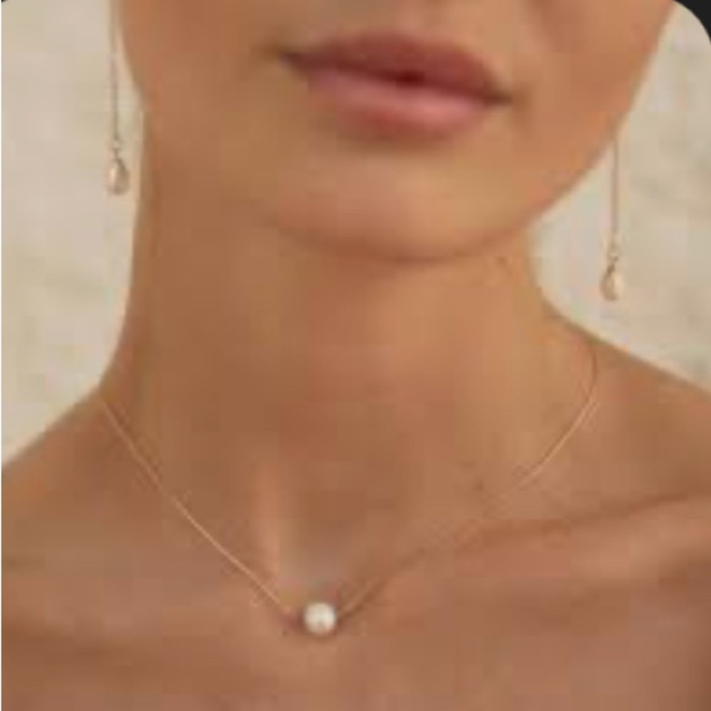 14k Gold Plated Single Pearl Necklace. New.